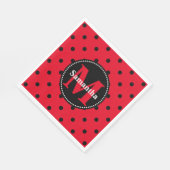 Polka Dots in Rot und Schwarz Personalisiert Serviette (Ecke)