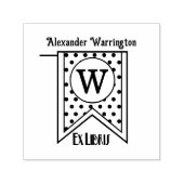 Polka Dots Initial Banner Monogram Ex Libris Book Permastempel (Design)