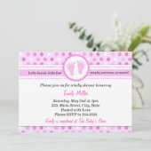 Polka Dots Invitation Baby Girl Dusche Pink Einladung (Stehend Vorderseite)