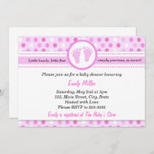Polka Dots Invitation Baby Girl Dusche Pink Einladung (Vorne/Hinten)