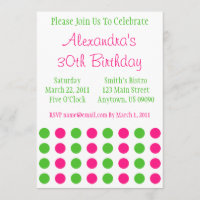 Polka Dots Invitation (Hot Pink / Lime Green)
