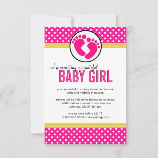 Polka Dots - Kinderdusche Einladung (Vorderseite)