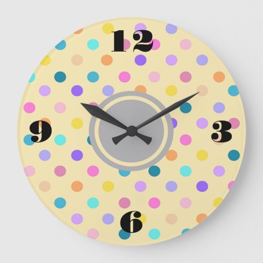 Polka dots Konfetti Farben Acrylwanduhr Große Wanduhr (Vorderseite)