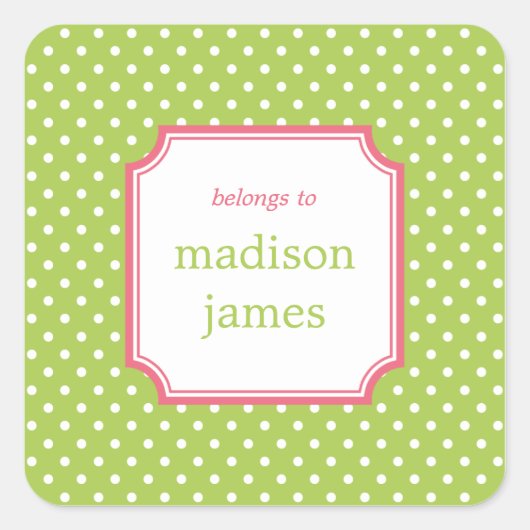 Polka Dots Labels oder Geschenkkleber Quadratischer Aufkleber (Vorderseite)