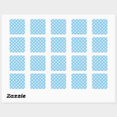 Polka Dots Large - White on Baby Blue Quadratischer Aufkleber (Blatt)