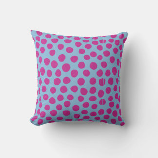 Polka Dots Light Blue Fuchsia Pink Kissen