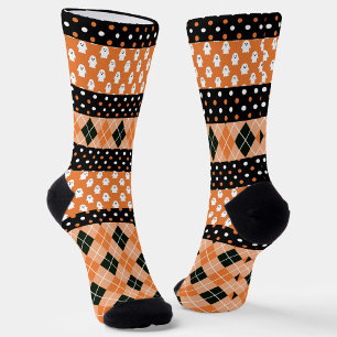 Polka Dots, Little Ghosts und Orange Raute Socken