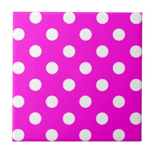 Polka dots magenta #FF00DC Fliese