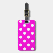 Polka dots magenta #FF00DC Gepäckanhänger (Vorderseite vertikal)