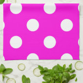 Polka dots magenta #FF00DC Geschirrtuch (Gefaltet)