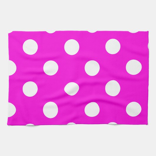 Polka dots magenta #FF00DC Geschirrtuch (Horizontal)