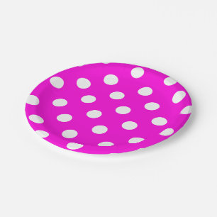 Polka dots magenta #FF00DC Party Plate Pappteller