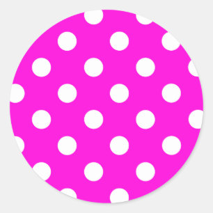 Polka dots magenta #FF00DC Runder Aufkleber