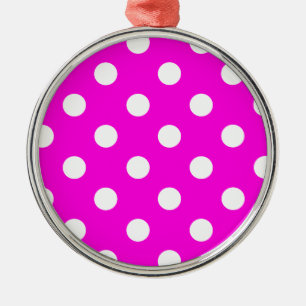 Polka dots magenta #FF00DC Silbernes Ornament