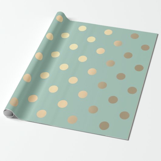 Polka Dots Mint Grüne Pastel Foxier Gold Elfenbein Geschenkpapier (Ungerollt)