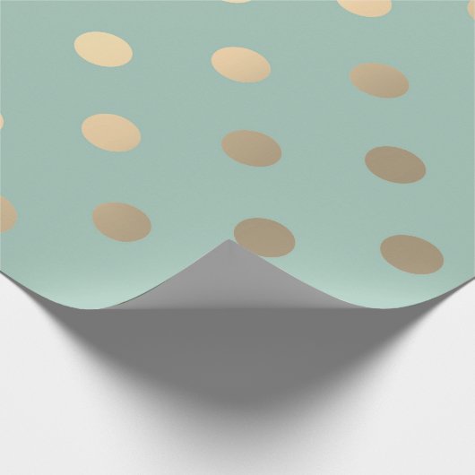 Polka Dots Mint Grüne Pastel Foxier Gold Elfenbein Geschenkpapier (Ecke)