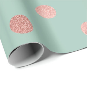 Polka Dots Mint Grüne Pastel Peach Gold Rose Geschenkpapier