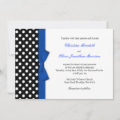 Polka Dots mit Blue Bow Wedding Einladung (Vorderseite)