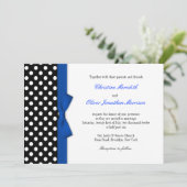 Polka Dots mit Blue Bow Wedding Einladung (Stehend Vorderseite)