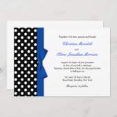 Polka Dots mit Blue Bow Wedding Einladung (Vorne/Hinten)
