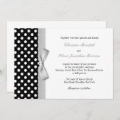 Polka Dots mit der Einladung zur Hochzeit von Grau (Vorne/Hinten)