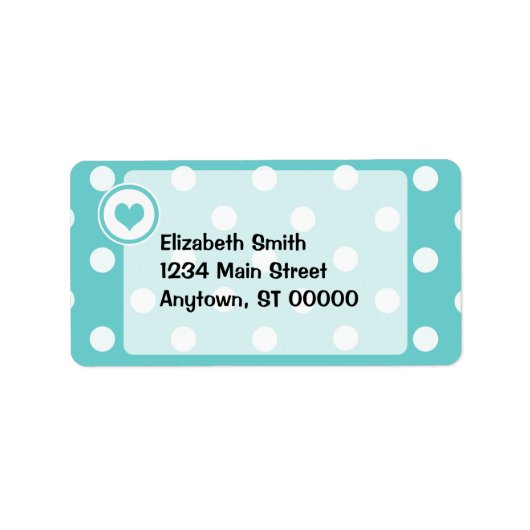 Polka Dots mit einem Herz V3 Adressaufkleber (Vorne)