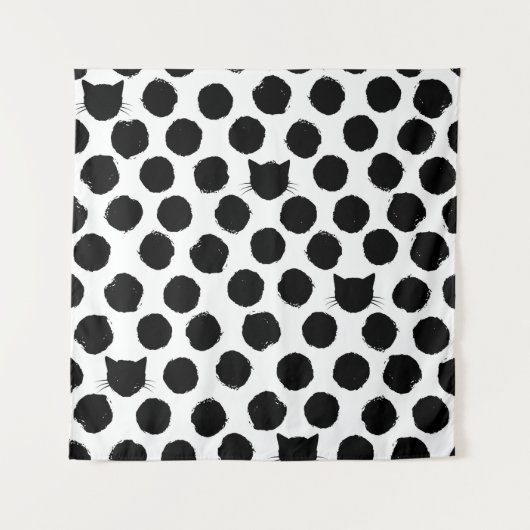 Polka Dots mit Katzengesichtern: Spielerisch Vinta Wandteppich (Vorderseite)