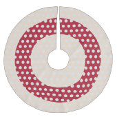 Polka Dots Muster Beige Red Polyester Weihnachtsbaumdecke (Vorderseite)