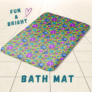 Polka Dots Muster in rosa blau Aquamarin - Bath Ma Badematte