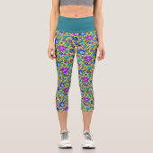 Polka Dots Muster in Rosa Blau Aquamarin - Capri Leggings (Vorderseite)