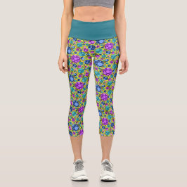 Polka Dots Muster in Rosa Blau Aquamarin - Capri Leggings