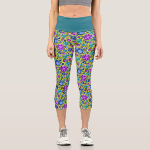 Polka Dots Muster in Rosa Blau Aquamarin - Capri Leggings