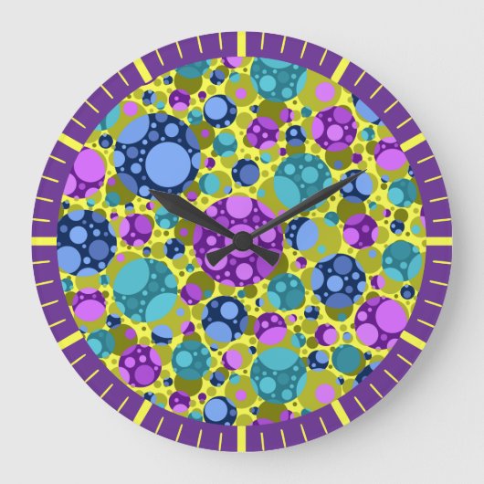 Polka Dots Muster in Rosa Blau Aquamarin - Große Wanduhr (Vorderseite)