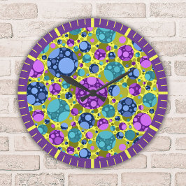 Polka Dots Muster in Rosa Blau Aquamarin - Große Wanduhr