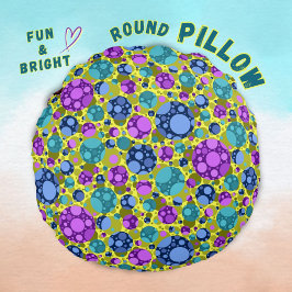 Polka Dots Muster in Rosa Blau Aquamarin - Rundes Kissen