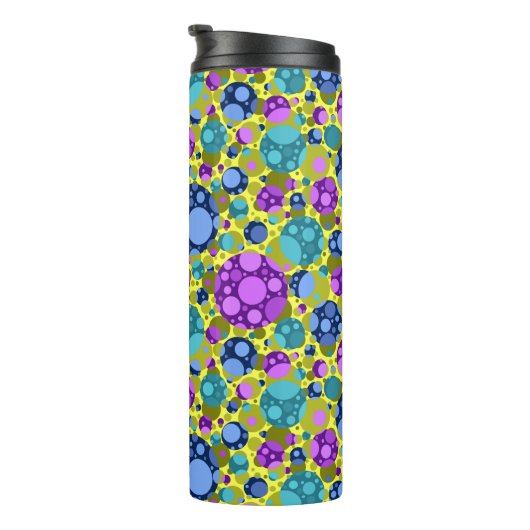 Polka Dots Muster in Rosa Blau Aquamarin - Thermosbecher (Nach rechts gedreht)