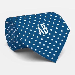 Polka Dots Muster mit Monogramm (dunkelblau) Krawatte