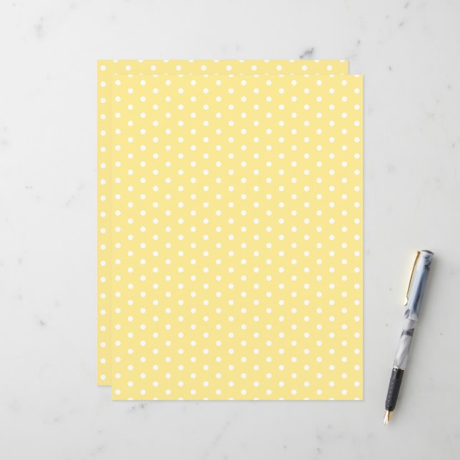 Polka Dots Muster Pastellgelbe Scrapbook Papier (Vorderseite/Rückseite Beispiel)
