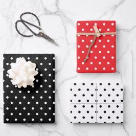 Polka Dots Muster Set 3 Red Schwarz-weiß Geschenkpapier Set