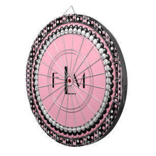Polka dots n Streifen Monogram Dartboard Dartscheibe