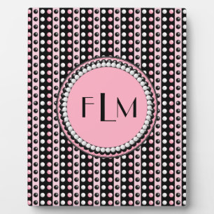 Polka dots n Streifen Monogram Plaque Fotoplatte