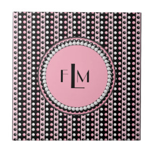 Polka dots n Streifen Monogram Tiles Fliese