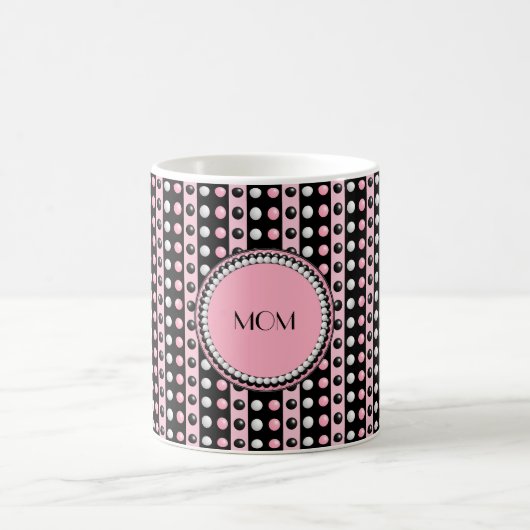 Polka dots n Stripes Mit Monogramm Tasse (Mittel)