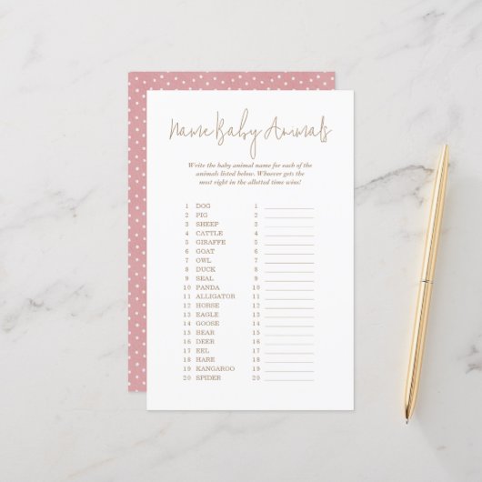 Polka Dots Name Baby Animals Baby Shower Game (Vorderseite/Rückseite Beispiel)