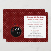 Polka Dots niedlich Red Christmas Bowling Einladun Einladung (Vorne/Hinten)