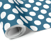 Polka Dots Ocean Blue White Geschenkpapier (Rolleneckpunkt)