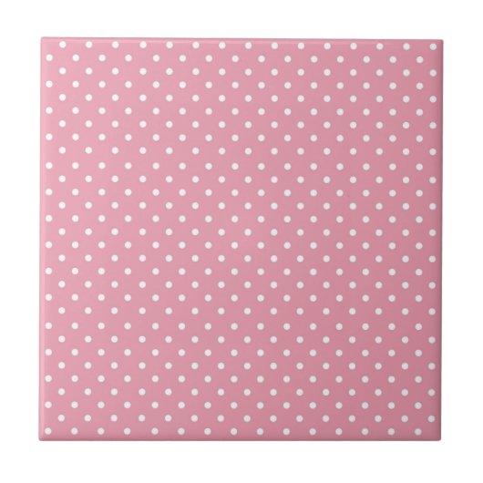 Polka Dots on Pink Pattern Fliese (Vorderseite)