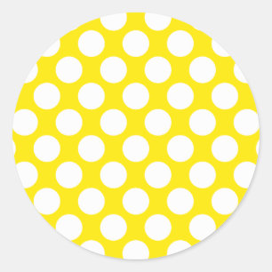 Polka Dots on Yellow Runder Aufkleber