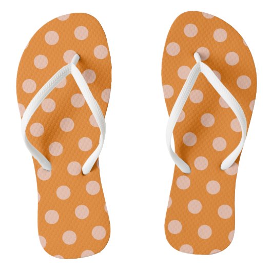 Polka Dots Orange Peach Badesandalen (Fußbett)