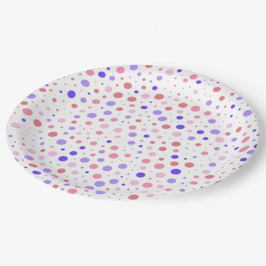 Polka dots Papierplatte Pappteller (Schrägansicht)